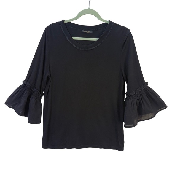 Kobi Halperin Tops - Kobi Halperin Black Wichy Ruffle Bell Sleeve Crew‎ Neck Top Women's M